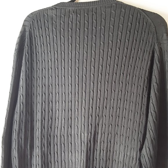 Weir Golf Men's Black Silk & Cotton Crewneck Cable Knit Sweater Large - Picture 6 of 11